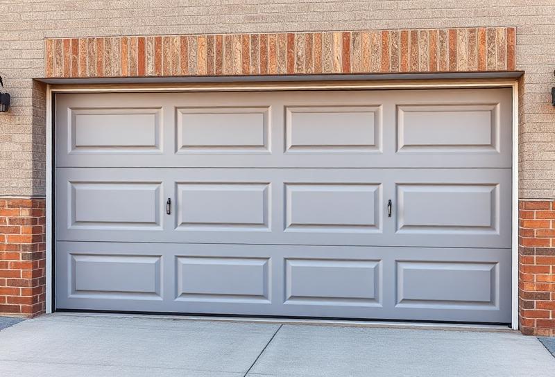 Cross-section view of insulated garage door panel showing foam insulation layers