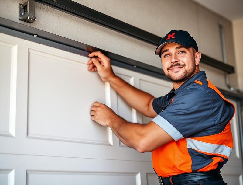Professional Glendale Garage Doors technician installing a new garage door panel